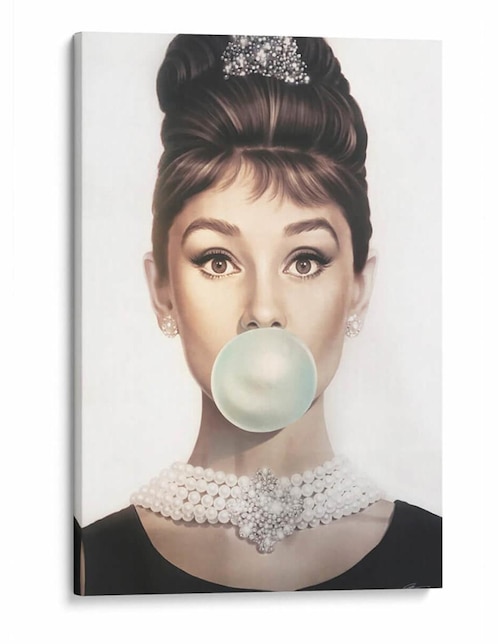 Cuadro Audrey Hepburn Bubblegum algodón y poliéster 1