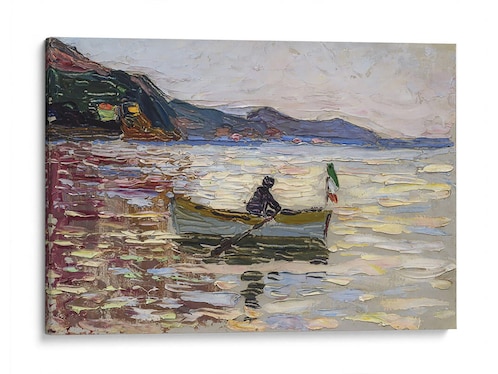 Litografía Canvas Lab Rapallo Barco en el mar técnica Impresión