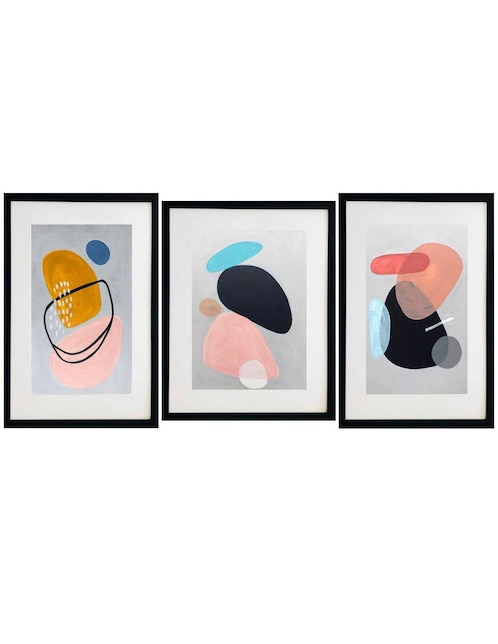 Set de 3 Cuadros decorativos enmarcados pinturas de Lune Art Gallery Colección Abstractos