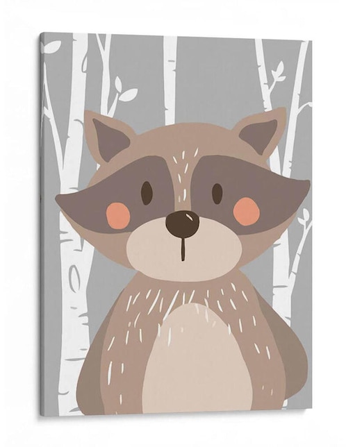 Imagen de producto Litografía Canvas Lab Mapache en El Bosque técnica Impresión