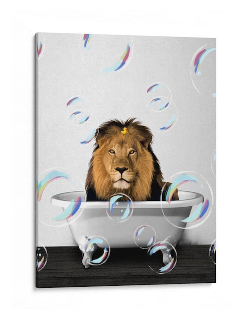 Litografía Canvas Lab Lion Bath Color