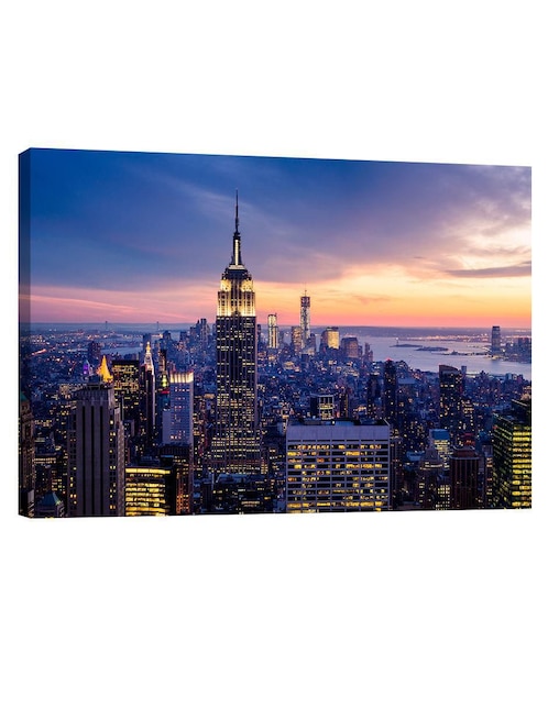 Cuadro decorativo Pixelarte Nueva York Empire State De Noche