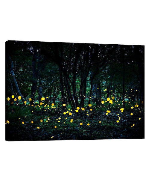 Cuadro decorativo Pixelarte Bosque Luciérnaga
