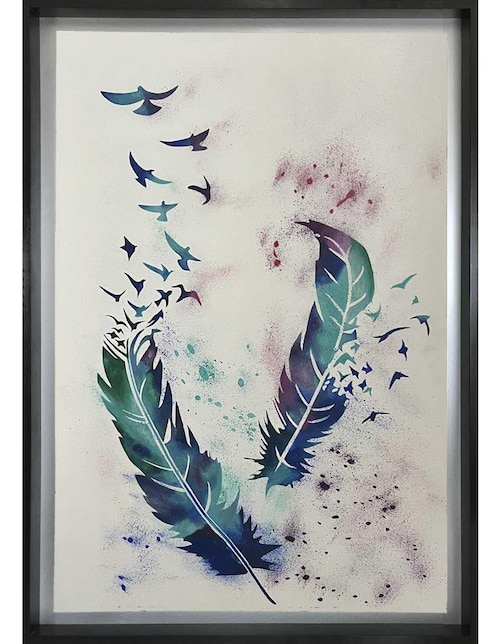 Pintura Magic Feathers técnica acrílico 1