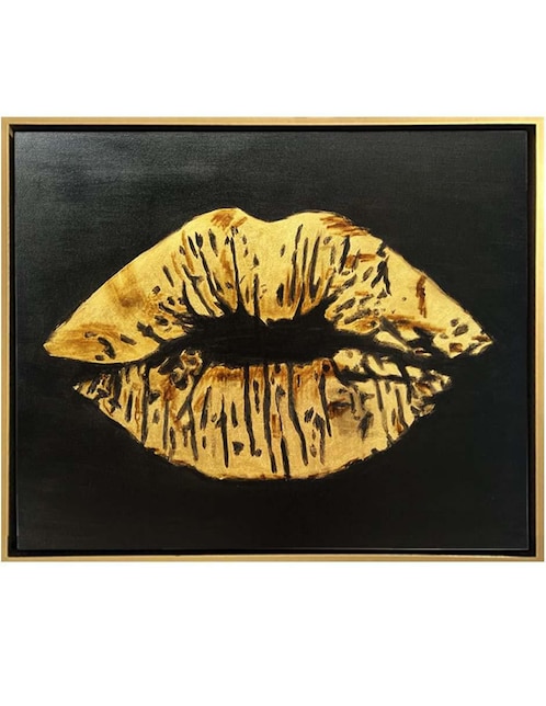 Pintura Gold Lips técnica mixta Lune Art Gallery