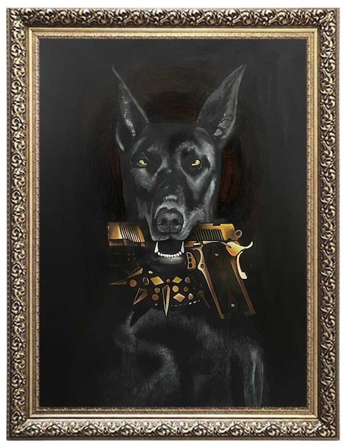 Pintura Bad Dog técnica mixta Lune Art Gallery AnimalArt