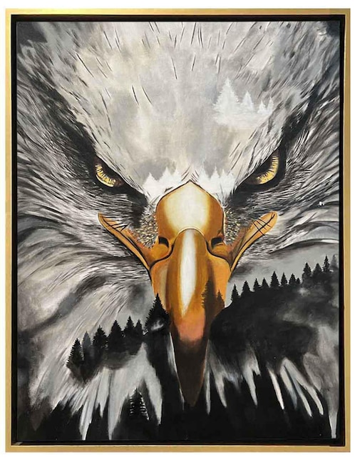 Pintura Águila en las montañas técnica mixta Lune Art Gallery AnimalArt