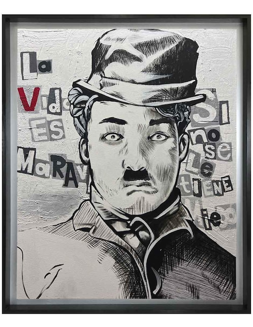 Pintura Charles Chaplin técnica acrílico Lune Art Gallery MilleniArt