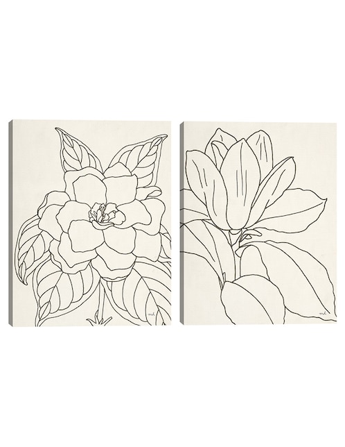 Pintura Cultivo de dibujo de linea de gardenia técnica mixta 1