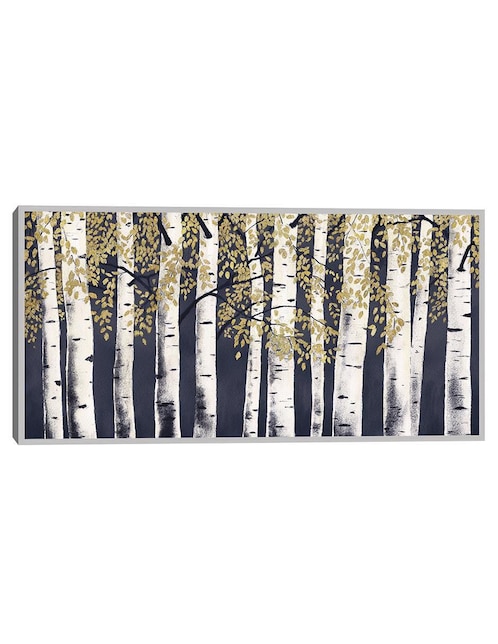 CUADROS JR Pintura Fresco bosque añil dorado técnica mixta Cuadros Jr