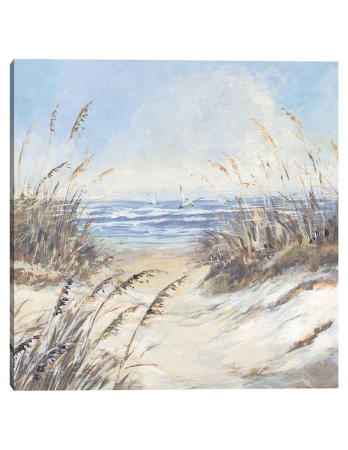 Pintura Gaviotas de hierba de playa técnica mixta Costa 1
