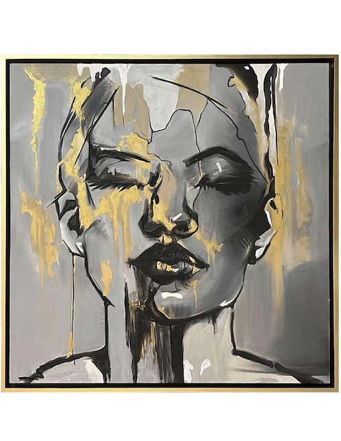 Pintura Mujer De Oro 2.0 técnica mixta Lune Art Gallery Rostros oro
