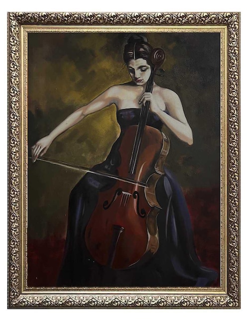 Pintura Cello Woman técnica óleo Lune Art Gallery Representaciones antiguas
