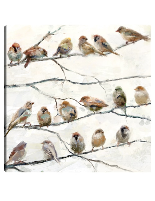 Cuadro decorativo Aves de la misma pluma técnica mixta Naturaleza 1