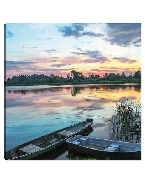 Cuadro decorativo Atardecer junto al lago técnica mixta Crepúsculo 1