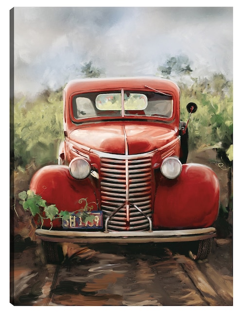 Cuadro decorativo Pequeño Camión Rojo técnica mixta Transportes 1