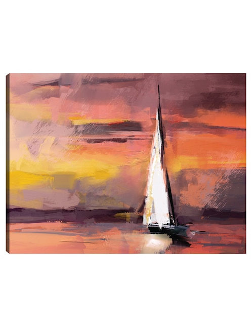 Cuadro decorativo Navegando al atardecer técnica mixta Navegación 1