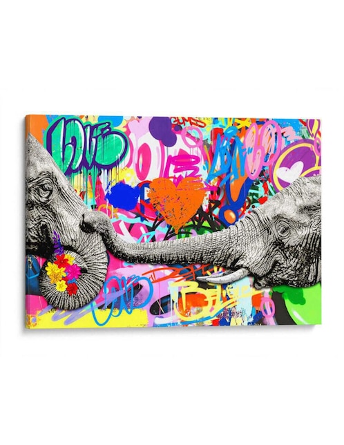 Litografía Elephant Flowers Graffiti por David Aste técnica impresión 1