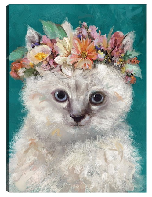 Cuadro decorativo Gatito del poder de la Flor I técnica mixta Arreglo Floral 1