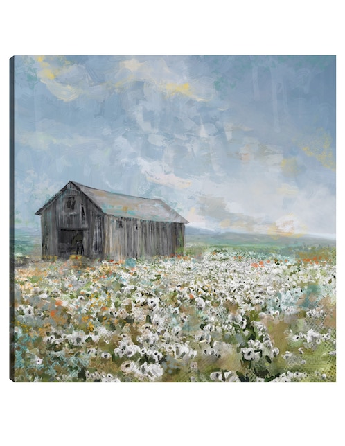 Cuadro decorativo Granero con amapolas blancas técnica mixta Primavera 1