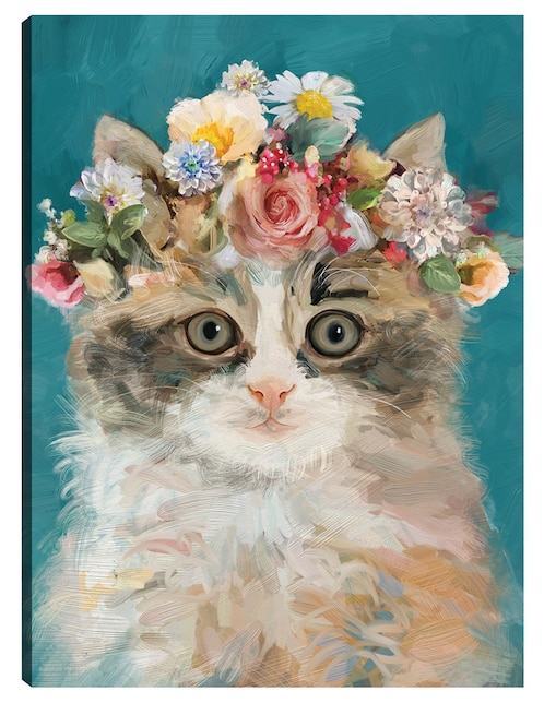 Cuadro decorativo Gatito del poder de la Flor II técnica mixta Animales Domésticos 1