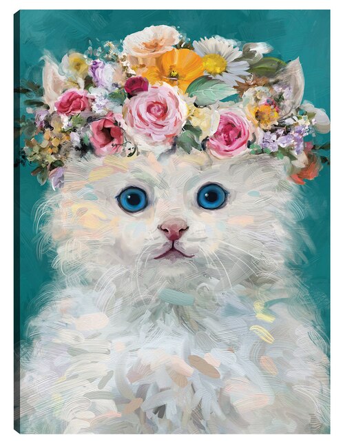 Cuadro decorativo Gatito del poder de la Flor IV técnica mixta Cuadros Jr Animales Domésticos