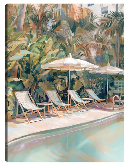 Cuadro decorativo Junto a la piscina técnica mixta Lugares 1
