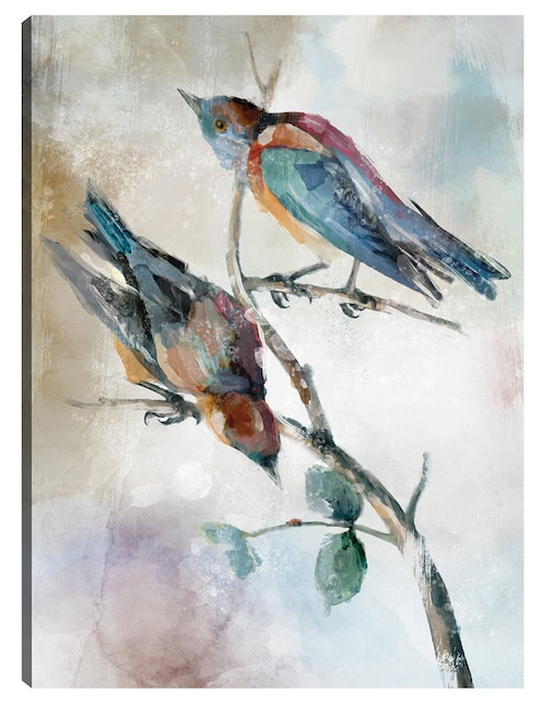 Cuadro decorativo Parejas posadas II técnica mixta Cuadros Jr Aves Silvestres