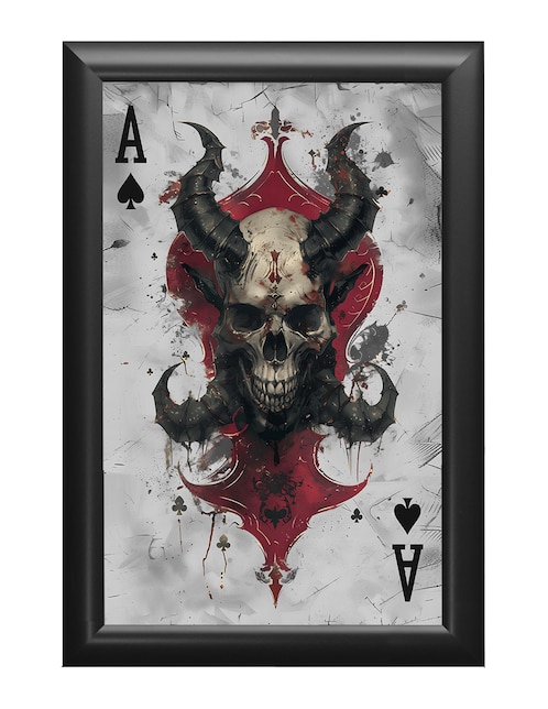 Cuadro decorativo Pixelarte calavera con cuernos