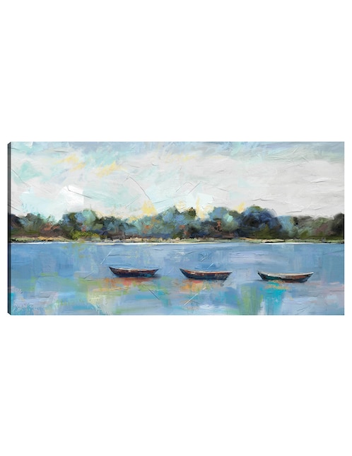 Cuadro decorativo Trío de botes de remos técnica mixta Lagos 1