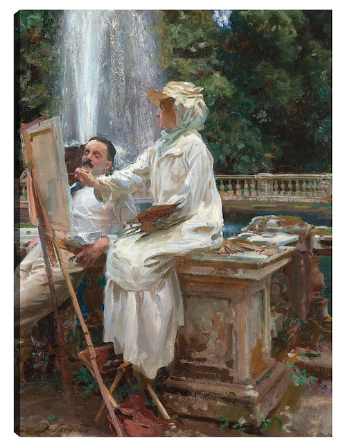 Cuadro decorativo La Fuente, Villa Torlonia Frascati, Italia (1907) técnica mixta Gente 1