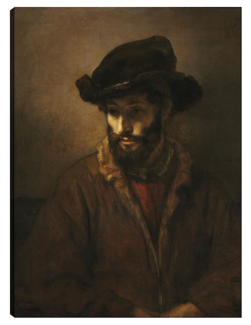 Cuadro decorativo Un hombre barbudo con sombrero (c. 1655-1660) técnica mixta Gente 1