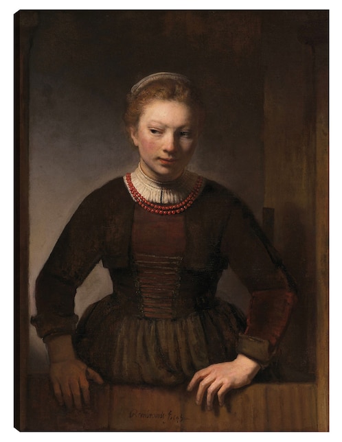 Cuadro decorativo Mujer joven en una media puerta abierta (1645) técnica mixta Cuadros Jr Gente