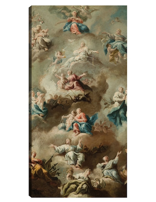 Cuadro decorativo Escena Religiosa Alegórica con la Virgen María (Siglo XVIII) técnica mixta Ángeles 1