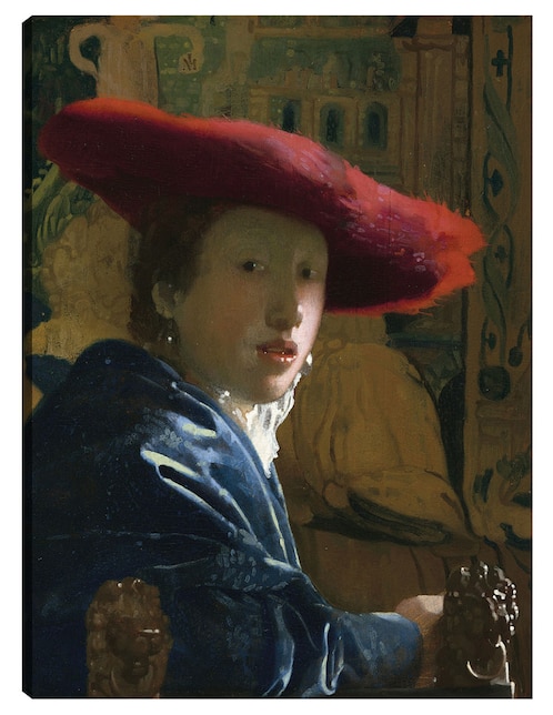 Cuadro decorativo La chica del sombrero rojo (c. 1665-1666) técnica mixta Gente 1