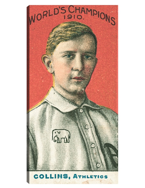 Cuadro decorativo Eddie Collins, Atléticos De Filadelfia, Retrato De Tarjeta De Béisbol - impresión en lienzo técnica mixta Cuadros Jr Deportes