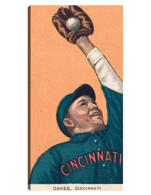 Cuadro decorativo Rebel Oakes, Cincinnati Reds, Retrato De Tarjeta De Béisbol - impresión en lienzo técnica mixta Cuadros Jr Deportes