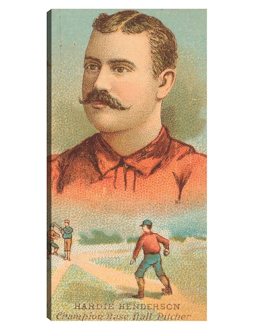 Cuadro decorativo Hardie Henderson, Brooklyn Trolley-Dodgers, Retrato De Tarjeta De Béisbol - impresión en lienzo técnica mixta Cuadros Jr Deportes