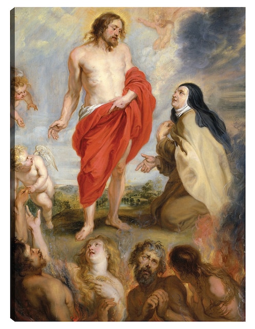 Cuadro decorativo Santa Teresa de Ávila intercediendo por las almas del Purgatorio técnica mixta Figuras Celestiales 1
