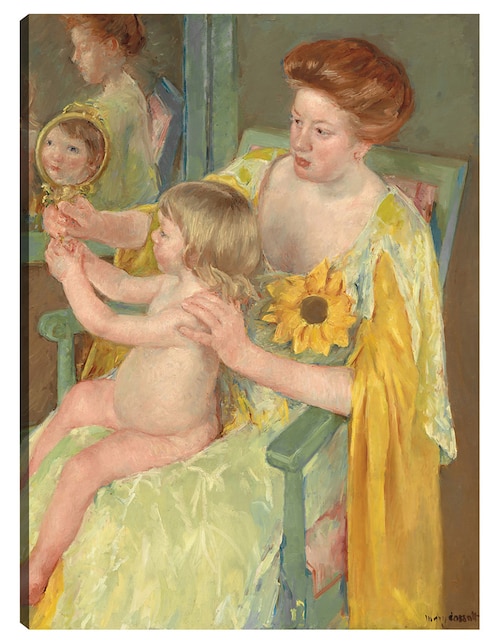 Cuadro decorativo Mujer con un girasol técnica mixta Cuadros Jr Familia