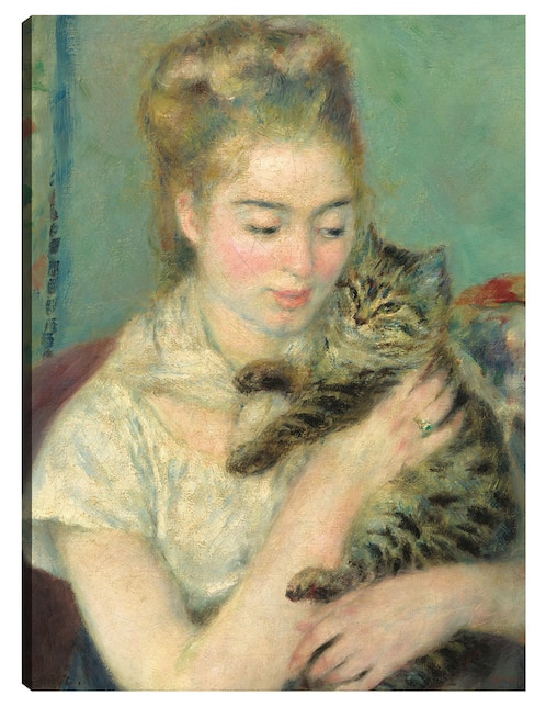 Cuadro decorativo Mujer con un gato técnica mixta Retratos 1