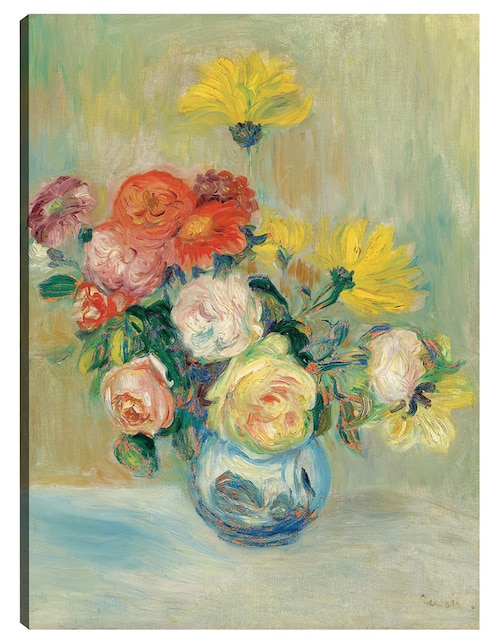 Cuadro decorativo Jarrón de rosas y dalias técnica mixta Floreros 1