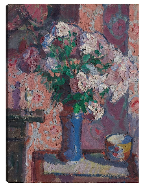Cuadro decorativo Rosas en un jarrón azul (hacia 1914-15) técnica mixta Floreros 1