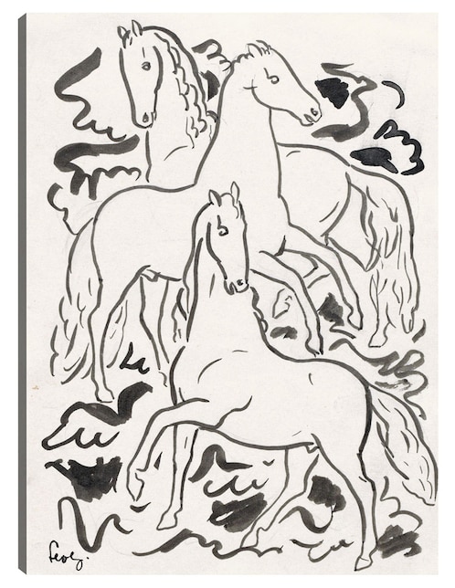 Cuadro decorativo Tres caballos (1925) técnica mixta Bocetos 1