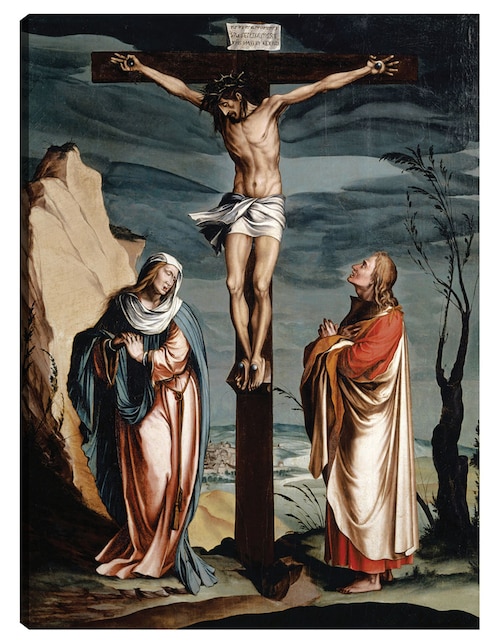 Cuadro decorativo Cristo en la cruz entre la Virgen y San Juan (1560) técnica mixta Cuadros Jr Figuras Celestiales