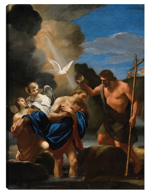 Cuadro decorativo El bautismo de Cristo (ca. 1650) técnica mixta Figuras Celestiales 1