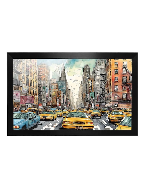Cuadro decorativo Pixelarte nueva york caricatura
