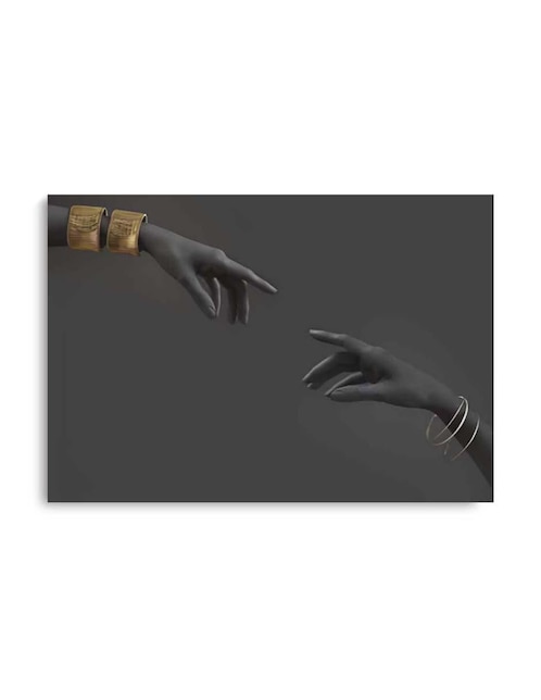 Cuadro decorativo canvas art mujer negra con brazaletes con barniz a registro