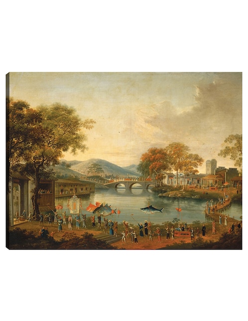 Cuadro decorativo Procesión junto a un lago, siglo XIX técnica mixta Lagos 1