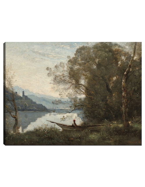 Cuadro decorativo El barquero amarrado: recuerdo de un lago italiano técnica mixta Lagos 1